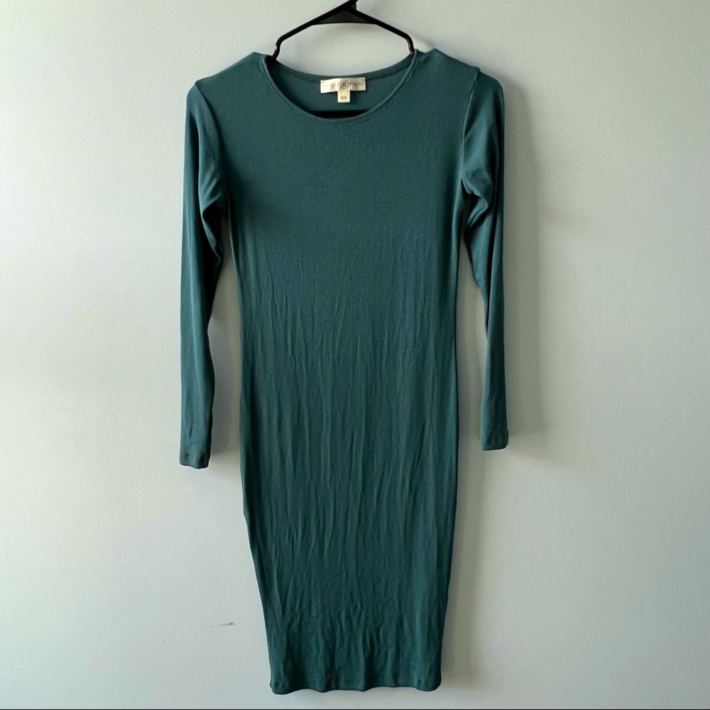 Mimu Maxi Mimumaxi Body Dress Fine Ribbed XS teal long-sleeved bodycon dress